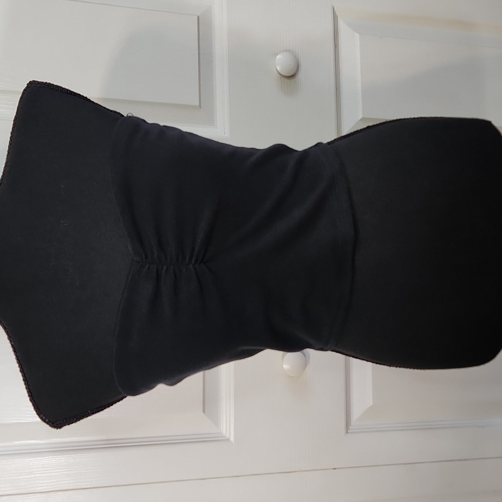 Forever 21 Black‎ Bandeau Ruched Top SZ Med Y2K Neutral Layering Summer Vacation